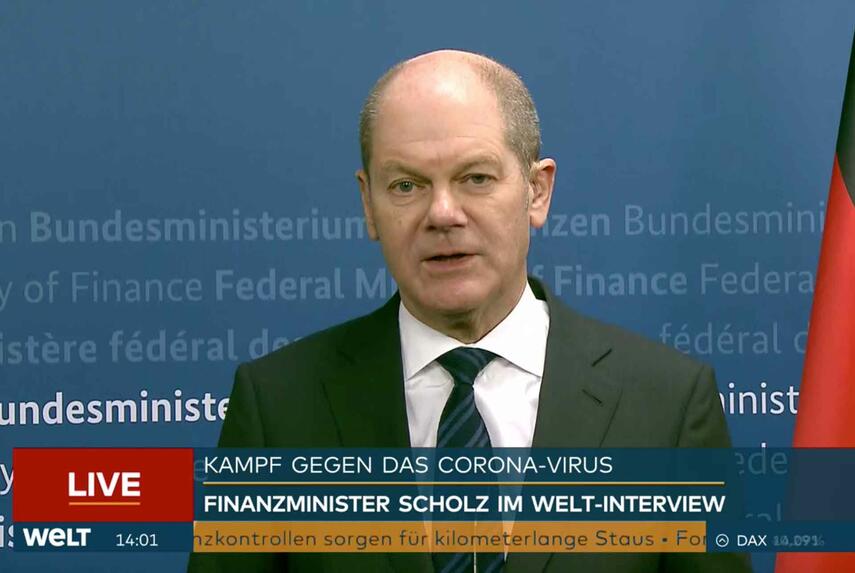 Finanzminister Scholz im Interview mit WELT Nachrichtensender